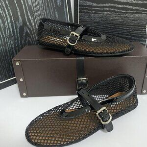 Alaia Black Mesh Flats with Buckle